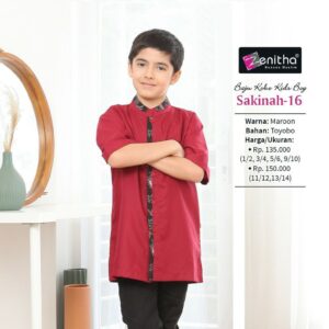 ZENITHA Sakinah 16 Kids Boy Maroon 1/2