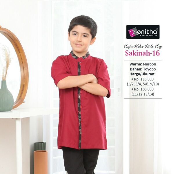 ZENITHA Sakinah 16 Kids Boy Maroon 5/6