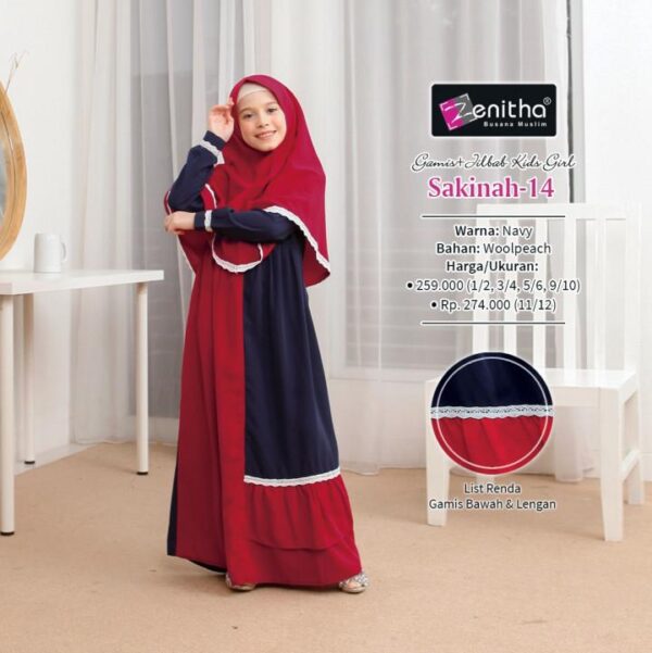 ZENITHA Sakinah 14 Kids Girl Navy 1/2
